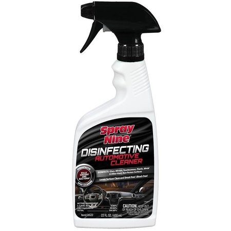 SPRAY NINE Disinfectant Automotive Cleaner, 22 oz Bottle, Liquid, Mild 26522